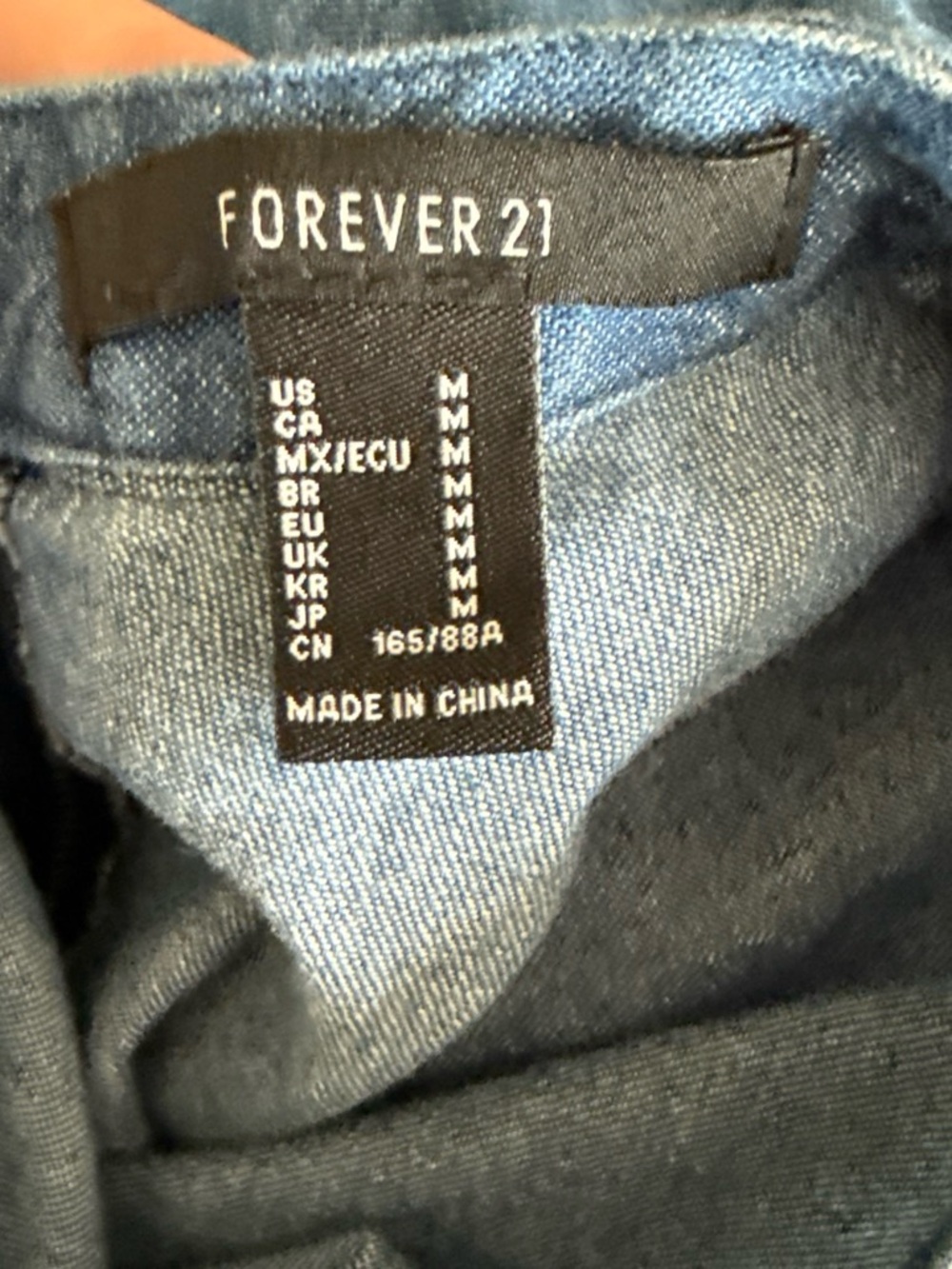 Forever 21 Cropped Top Medium Denim Ruffled with Back Zip- Y2K - Picture 9 of 9